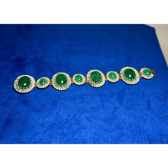 Rare Nettie Rosenstein vtg. Crackled cabochon bracelet - Picture 1 of 10